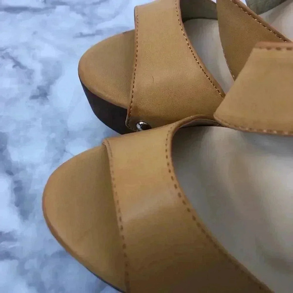 Bucco Erikine Heels Tan Faux Leather Strappy Heels Sandals Wedges Women's Size 8 - Picture 7 of 8